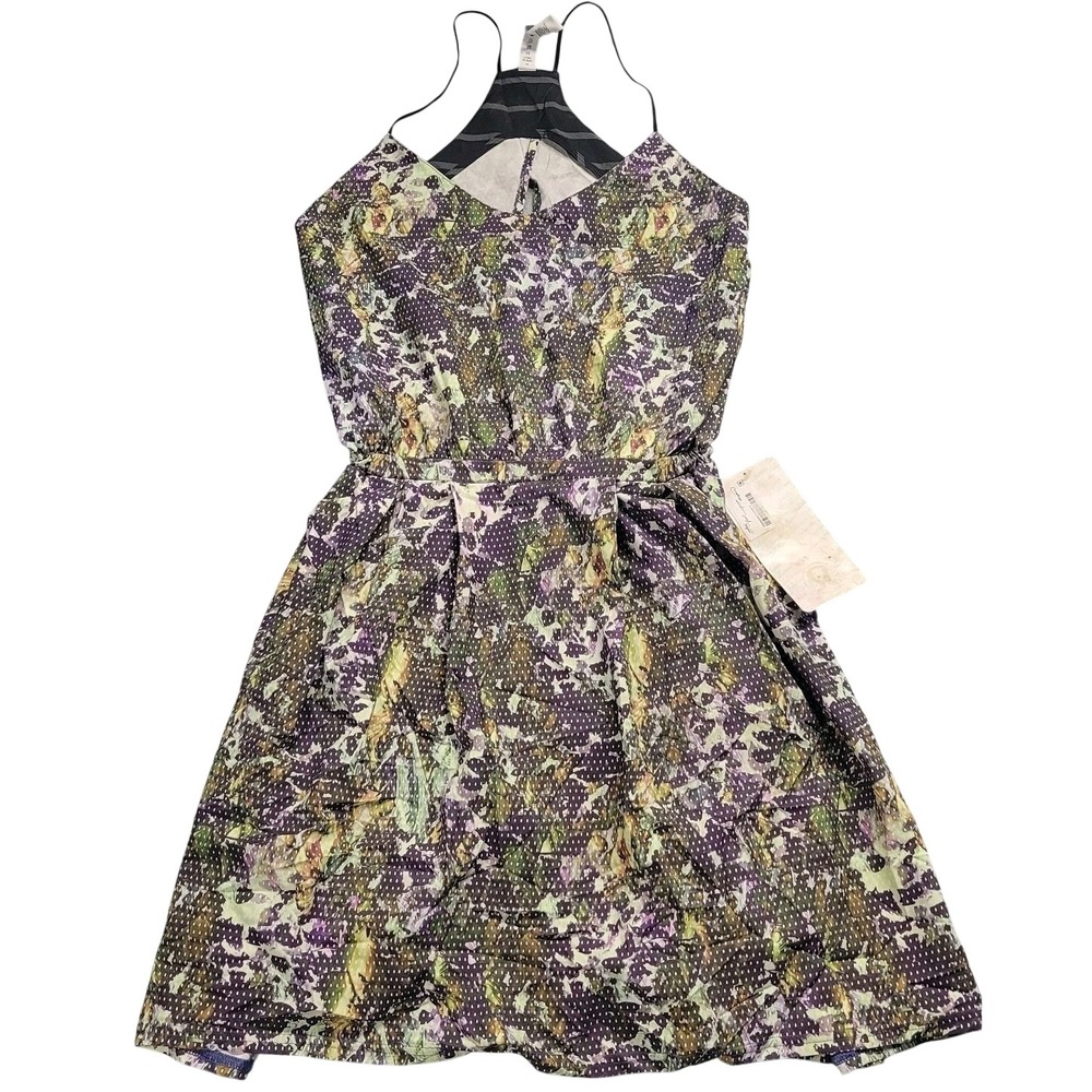 Lululemon City Summer Dress Purple Green Floral Strappy Back W8630S Size 6 NWT